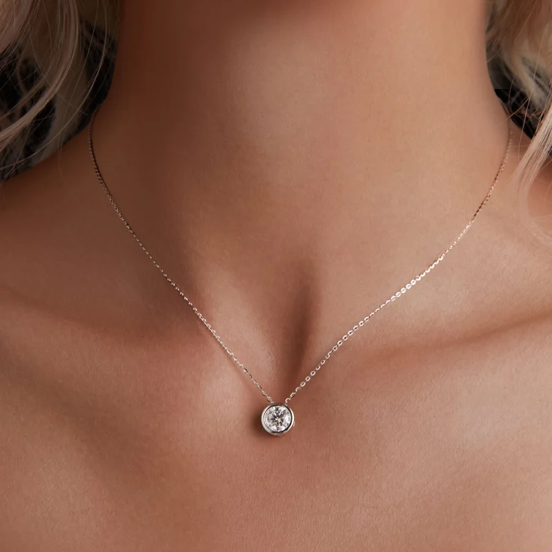 (Bild für) Pandora Style 1Ct Moissanit Halskette (Ein Zertifikat) - MSN021 - Ansicht 5
