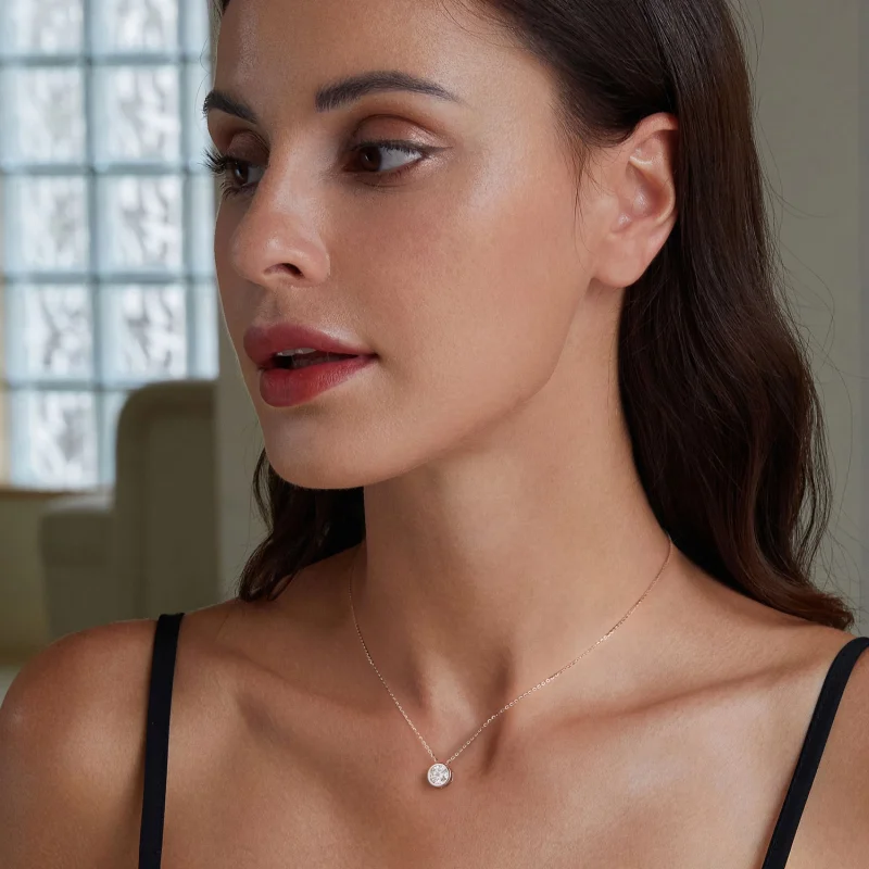 (Bild für) Pandora Style 1Ct Moissanit Halskette (Ein Zertifikat) - MSN021 - Ansicht 6