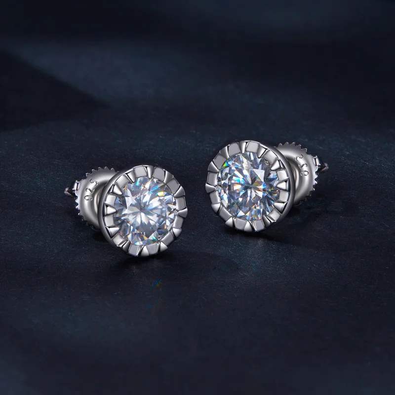 (Bild für) Pandora Style 1Ct Moissanit-Steckerohrringe - MSE027 - Ansicht 2