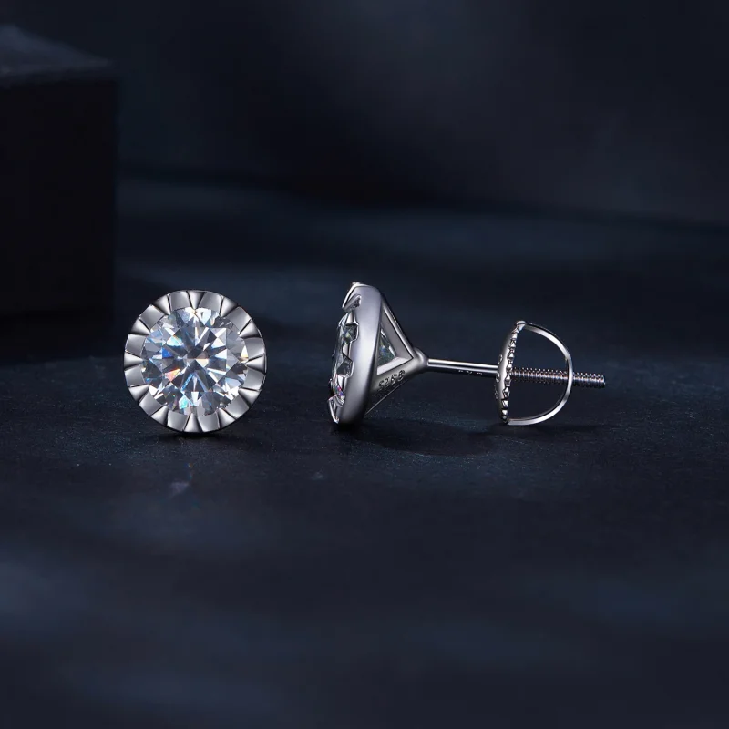 (Bild für) Pandora Style 1Ct Moissanit-Steckerohrringe - MSE027 - Ansicht 3