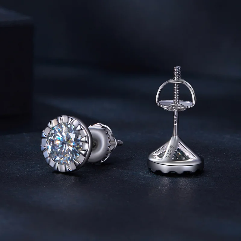 (Bild für) Pandora Style 1Ct Moissanit-Steckerohrringe - MSE027 - Ansicht 4