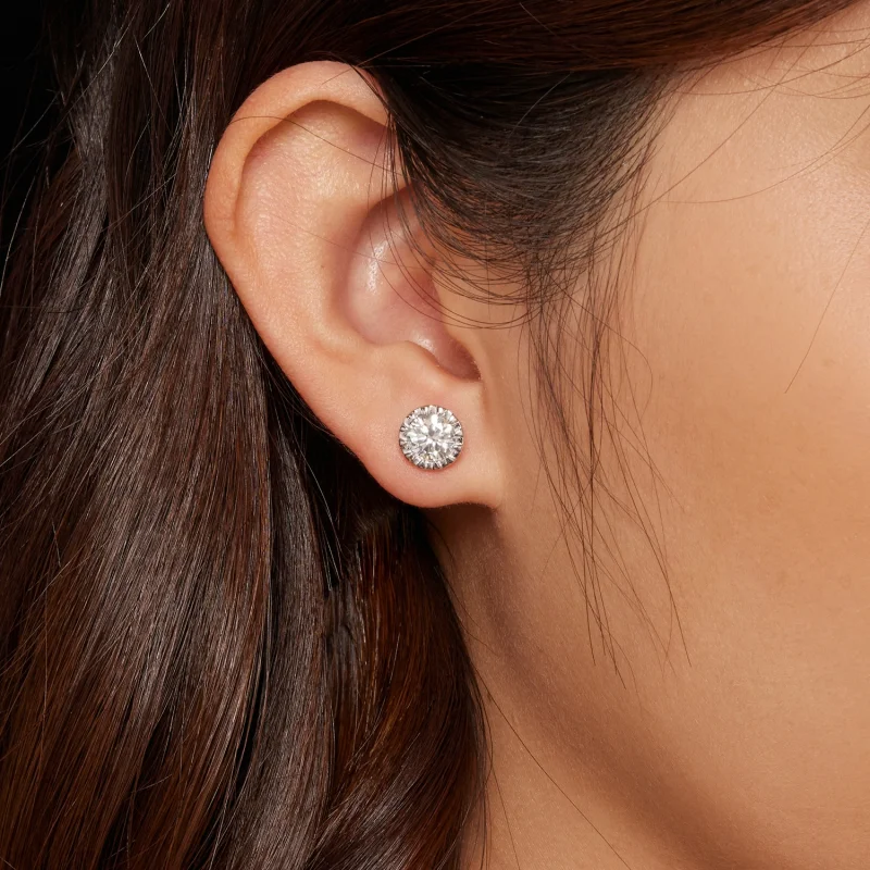 (Bild für) Pandora Style 1Ct Moissanit-Steckerohrringe - MSE027 - Ansicht 6