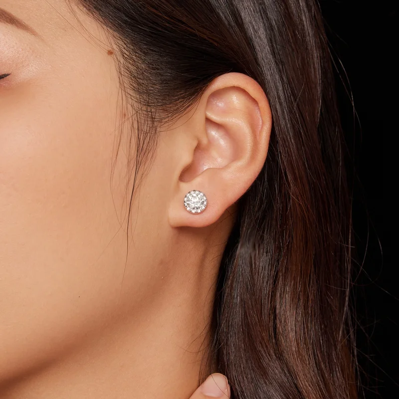 (Bild für) Pandora Style 1Ct Moissanit-Steckerohrringe - MSE027 - Ansicht 7