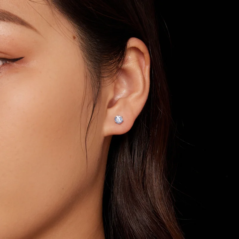 (Bild für) Pandora Style Aquamarin Moissanit Stecker Ohrringe - MSE025-SLB - Ansicht 2