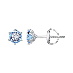 (Bild für) Pandora Style Aquamarin Moissanit Stecker Ohrringe - MSE025-SLB