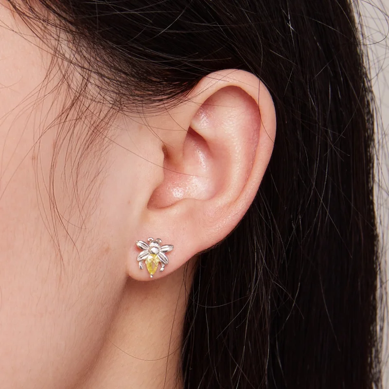 (Bild für) Pandora Style Bee Two Wear Stecker Ohrringe - SCE1580 - Ansicht 7