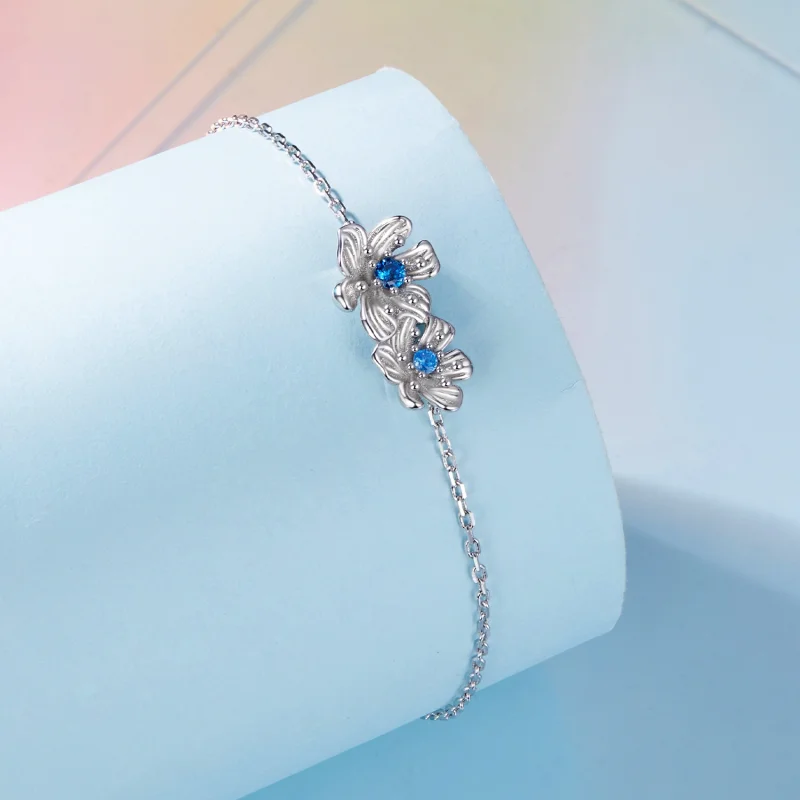 (Bild für) Pandora Style Blaue Blumenketten-Armband - BSB138 - Ansicht 2