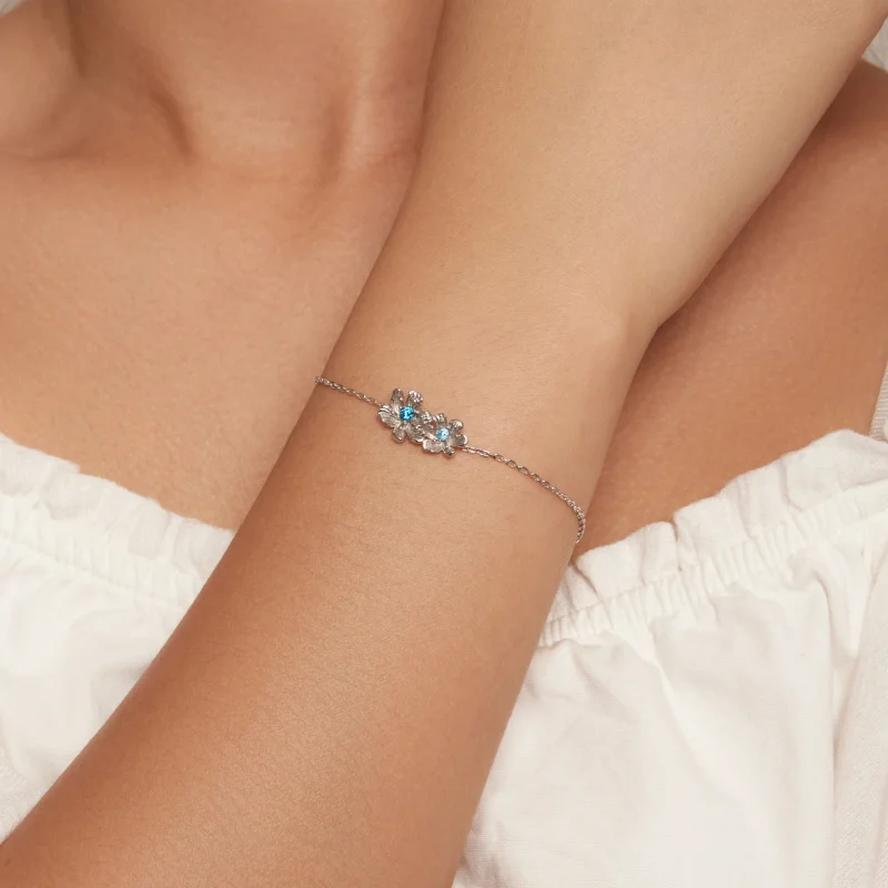 (Bild für) Pandora Style Blaue Blumenketten-Armband - BSB138 - Ansicht 4
