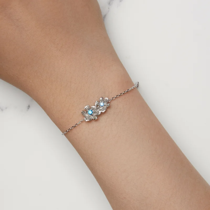 (Bild für) Pandora Style Blaue Blumenketten-Armband - BSB138 - Ansicht 5