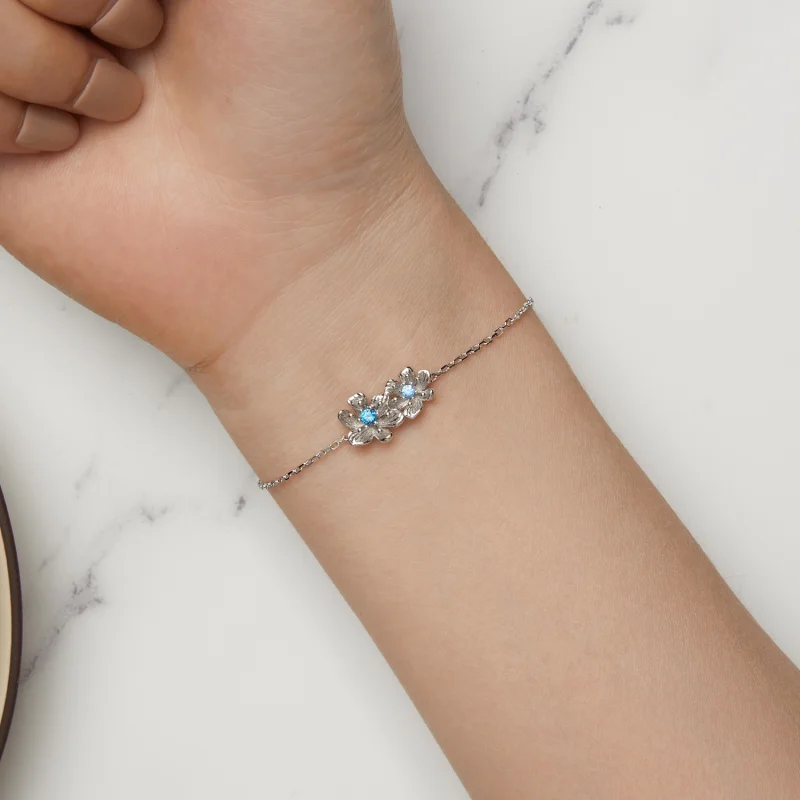 (Bild für) Pandora Style Blaue Blumenketten-Armband - BSB138 - Ansicht 6
