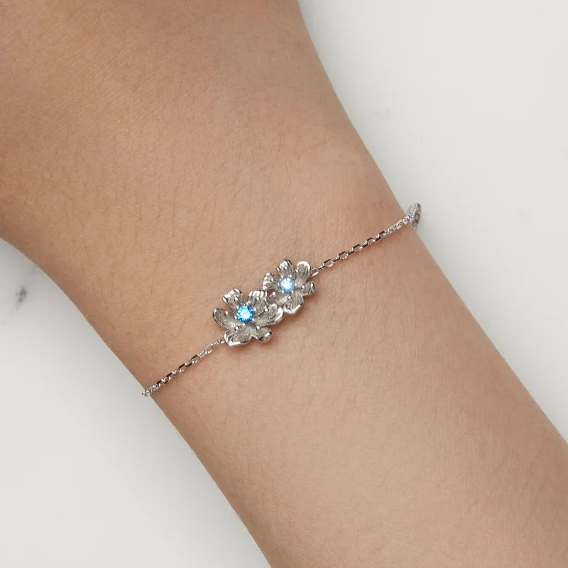 (Bild für) Pandora Style Blaue Blumenketten-Armband - BSB138 - Ansicht 7