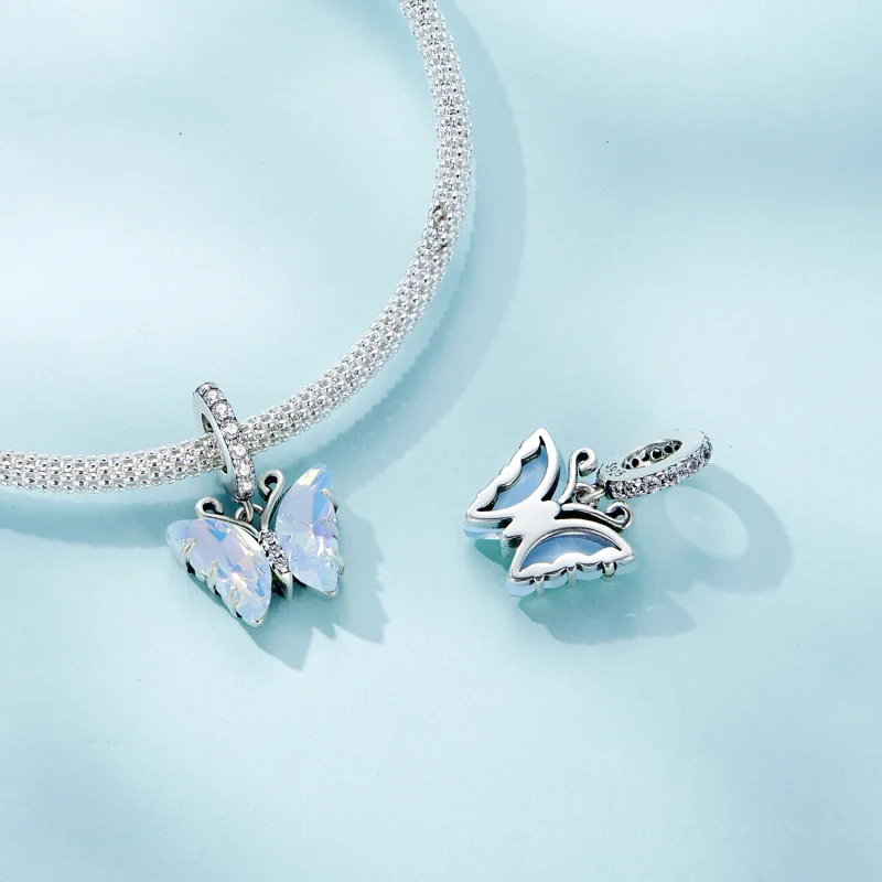 (Bild für) Pandora Style Blauer Aurora-Schmetterling-Anhänger - SCC2305 - Ansicht 4
