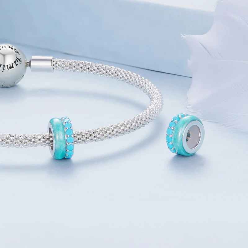(Bild für) Pandora Style Blauer Doppelschicht Silikon Abstandhalter - BSC883-TQ - Ansicht 4
