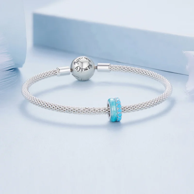 (Bild für) Pandora Style Blauer Doppelschicht Silikon Abstandhalter - BSC883-TQ - Ansicht 5