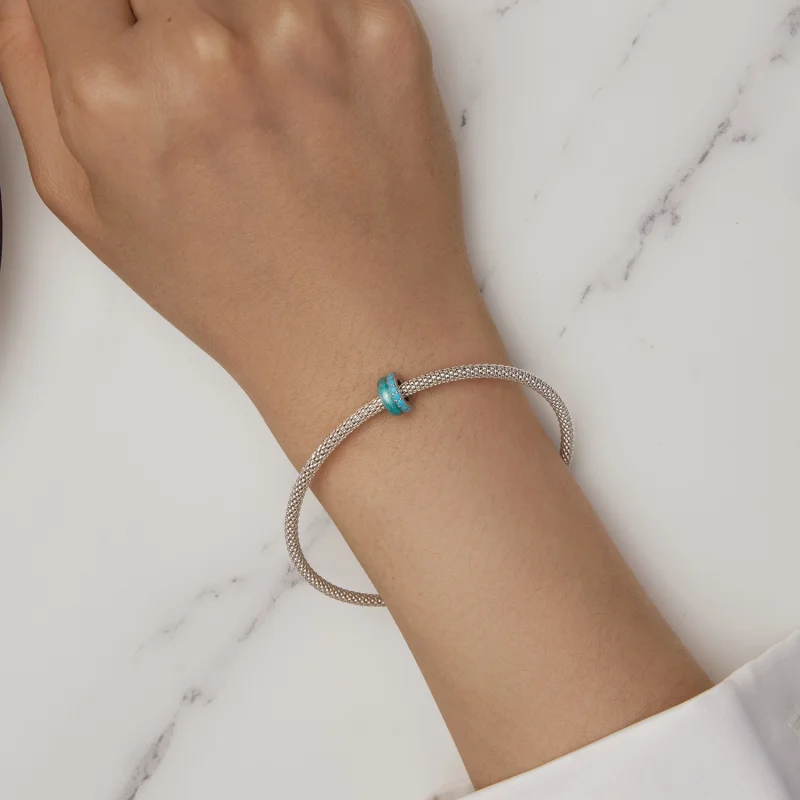 (Bild für) Pandora Style Blauer Doppelschicht Silikon Abstandhalter - BSC883-TQ - Ansicht 6