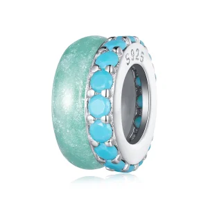 (Bild für) Pandora Style Blauer Doppelschicht Silikon Abstandhalter - BSC883-TQ