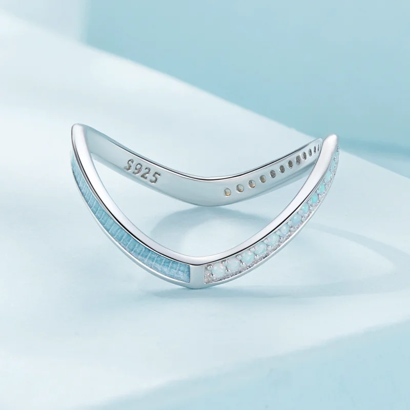 (Bild für) Pandora Style Blauer Wunschknochenring - SCR945-LB - Ansicht 3