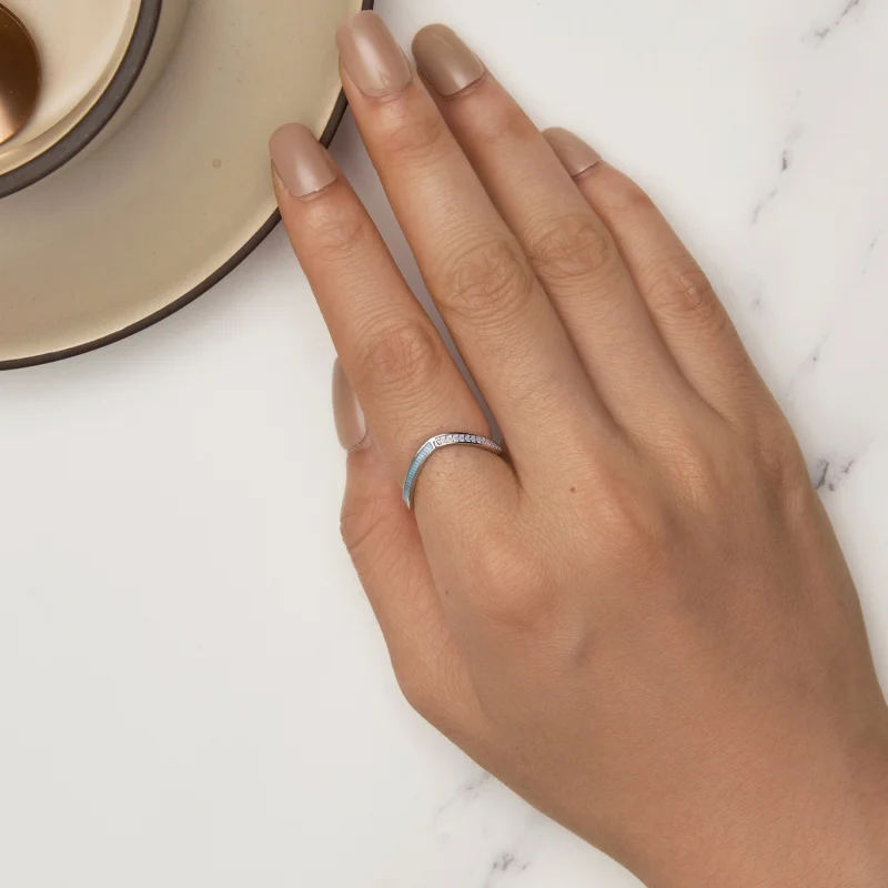 (Bild für) Pandora Style Blauer Wunschknochenring - SCR945-LB - Ansicht 5