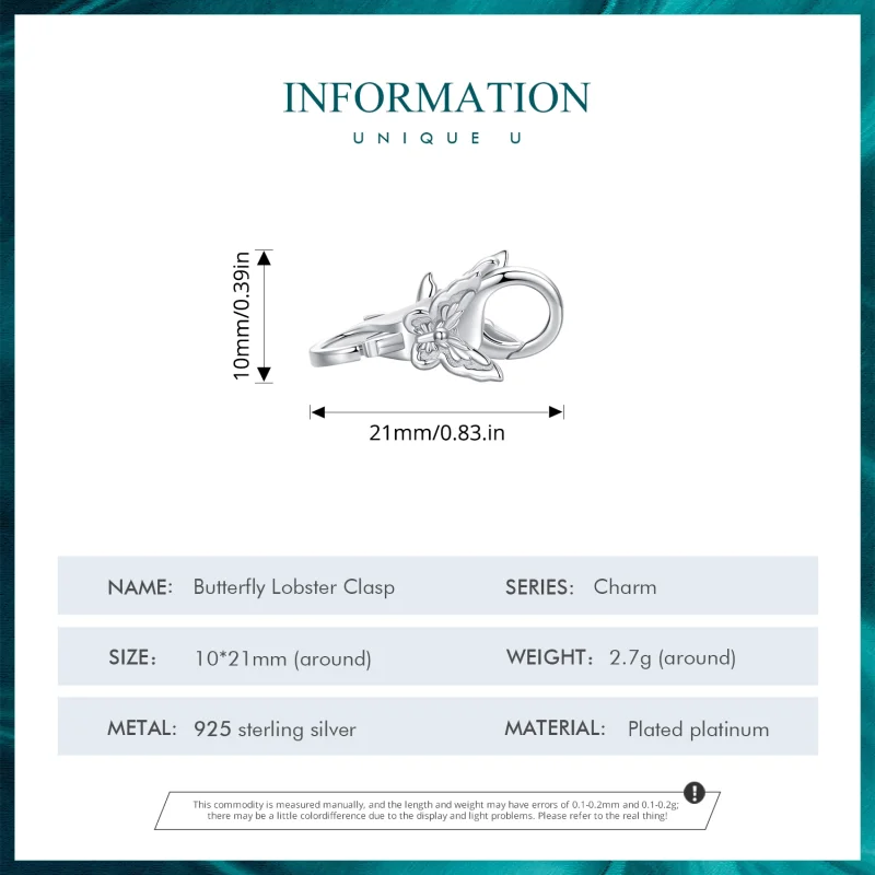 (Bild für) Pandora Style Butterfly Doppelte Karabiner-Verschluss - BSP022 - Ansicht 4