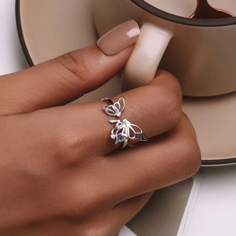 (Bild für) Pandora Style Butterfly Elf Öffnungsring - BSR484-E - Ansicht 6