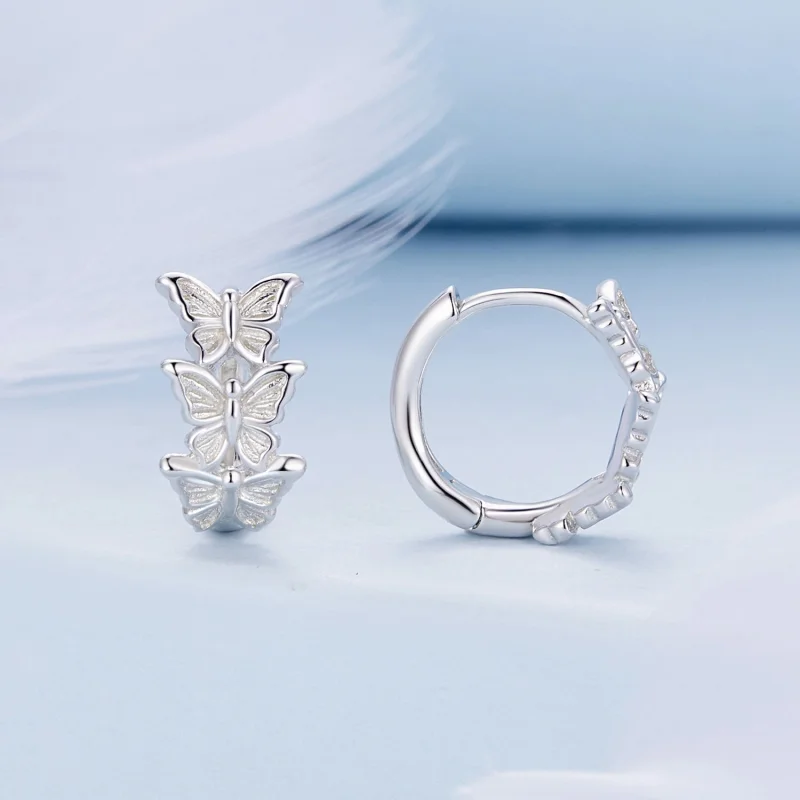 (Bild für) Pandora Style Butterfly Hoop Earrings - BSE908 - Ansicht 2