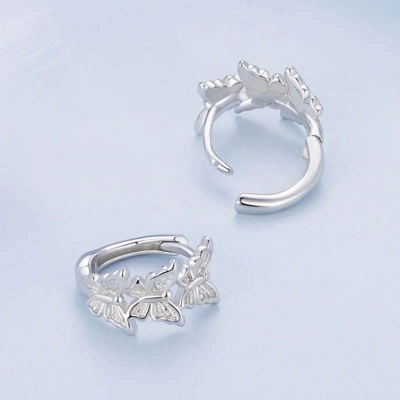 (Bild für) Pandora Style Butterfly Hoop Earrings - BSE908 - Ansicht 4