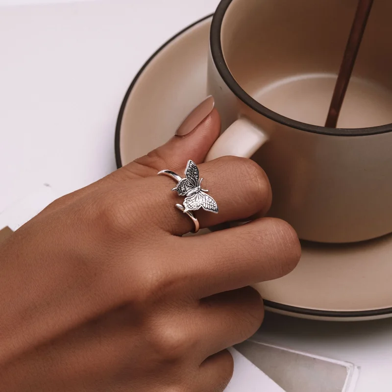 (Bild für) Pandora Style Butterfly Open Ring - SCR966-E - Ansicht 5