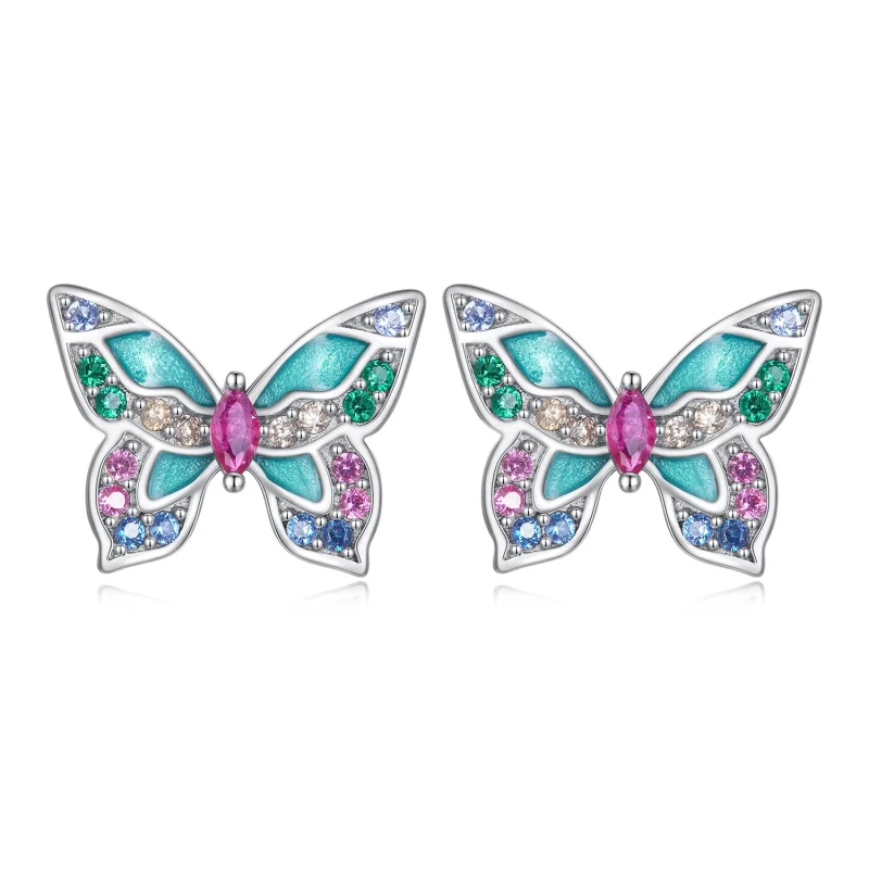 (Bild für) Pandora Style Butterfly Studs Ohrringe - BSE807 - Ansicht 3