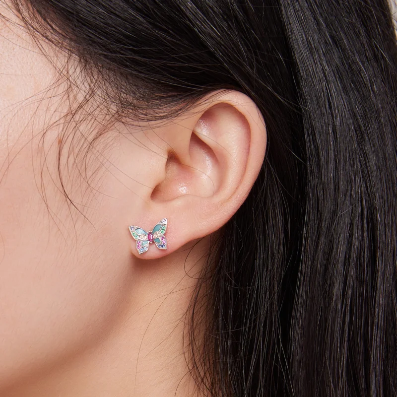 (Bild für) Pandora Style Butterfly Studs Ohrringe - BSE807 - Ansicht 6