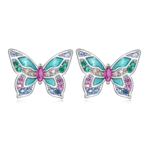 (Bild für) Pandora Style Butterfly Studs Ohrringe - BSE807