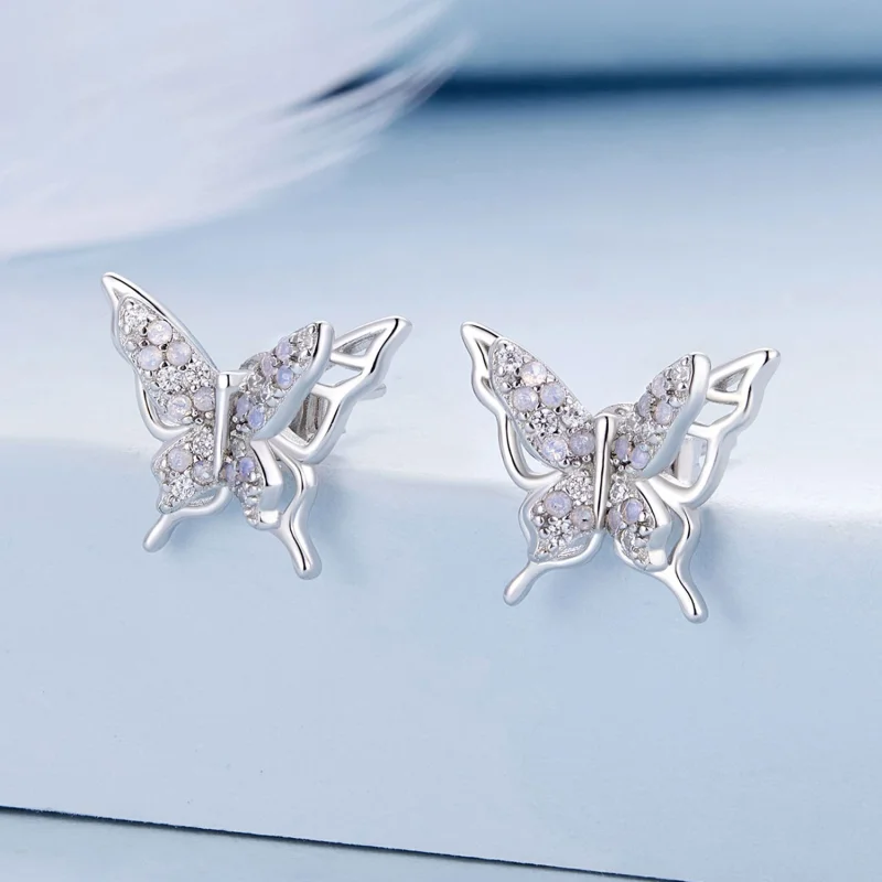 (Bild für) Pandora Style Butterfly Studs Ohrringe - BSE910 - Ansicht 2