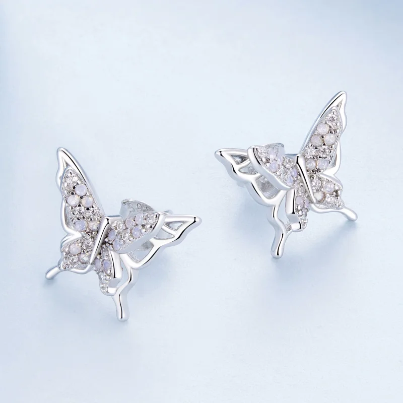 (Bild für) Pandora Style Butterfly Studs Ohrringe - BSE910 - Ansicht 3