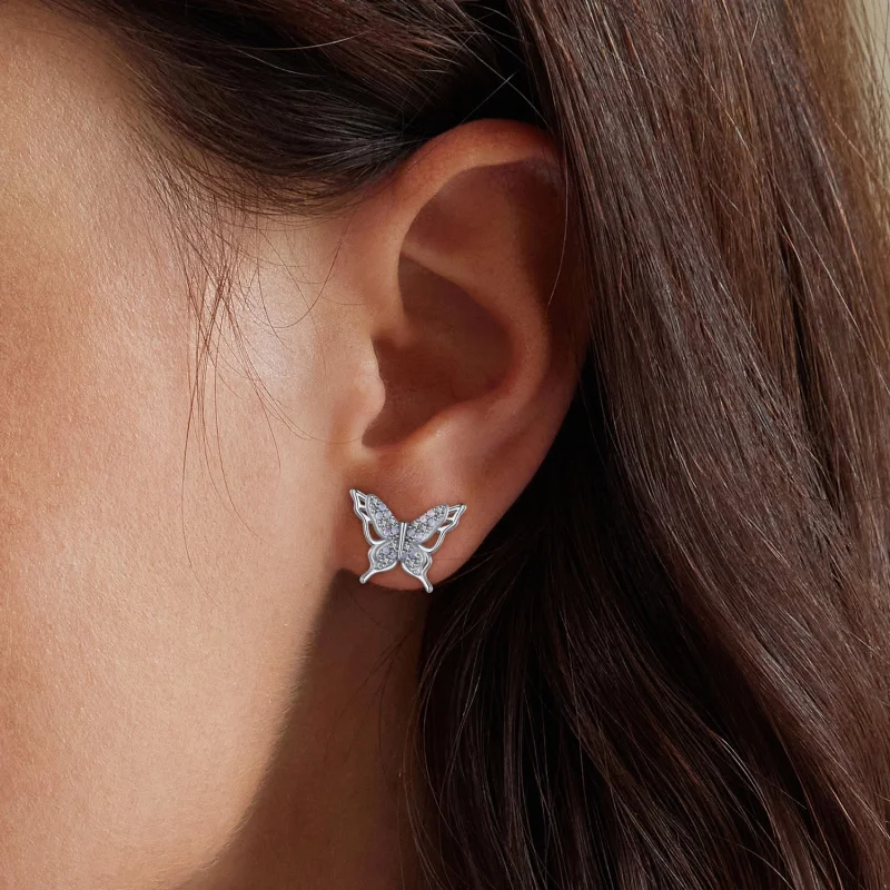 (Bild für) Pandora Style Butterfly Studs Ohrringe - BSE910 - Ansicht 6