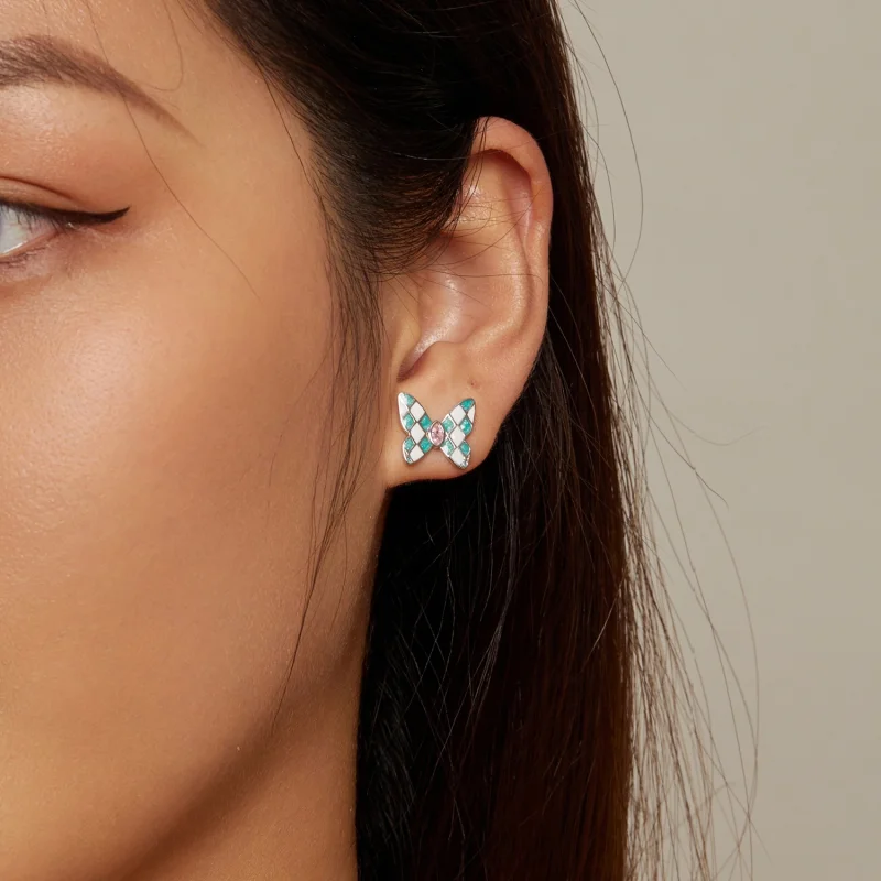 (Bild für) Pandora Style Butterfly Studs Ohrringe - SCE1610 - Ansicht 5