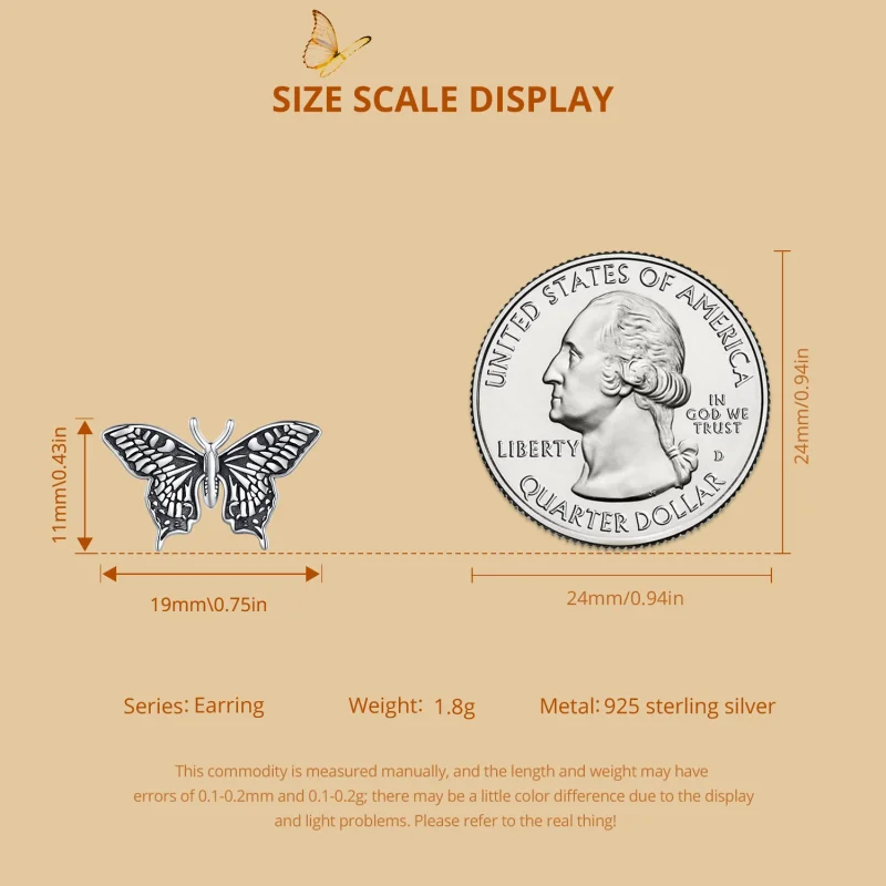 (Bild für) Pandora Style Butterfly Studs Ohrstecker - SCE1637 - Ansicht 7