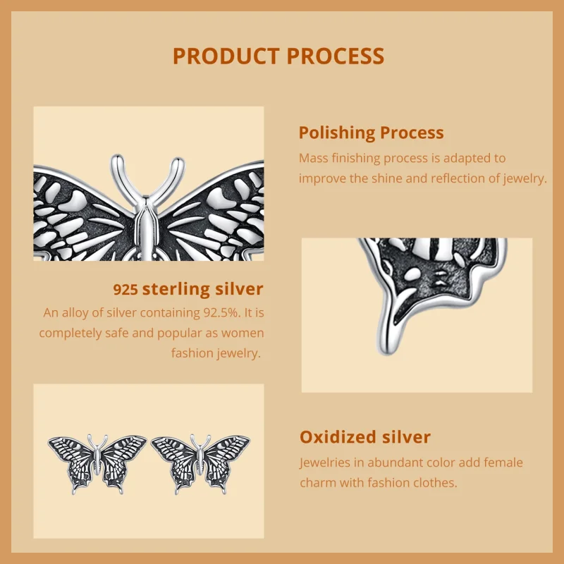 (Bild für) Pandora Style Butterfly Studs Ohrstecker - SCE1637 - Ansicht 8