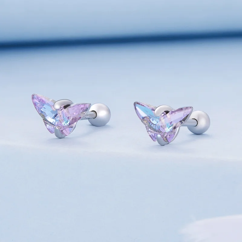(Bild für) Pandora Style Butterfly Thread Stecker Ohrringe - BSE797 - Ansicht 2