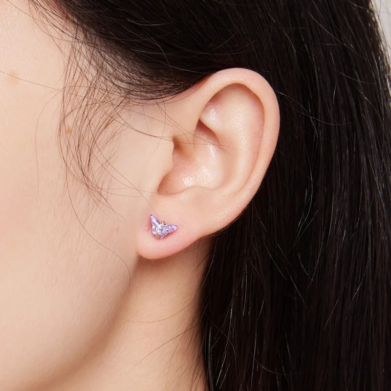 (Bild für) Pandora Style Butterfly Thread Stecker Ohrringe - BSE797 - Ansicht 7