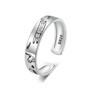 (Bild für) Pandora Style Cat Doodle Offener Ring - SCR951-E