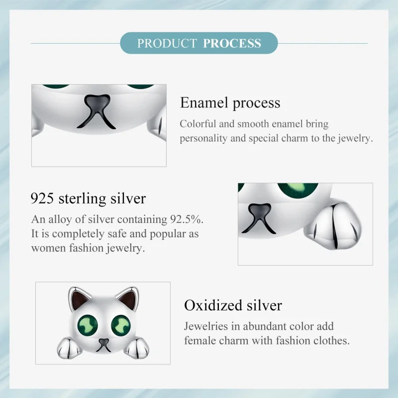 (Bild für) Pandora Style Cat Glow-In-The-Dark Studs Ohrringe - SCE1643 - Ansicht 7
