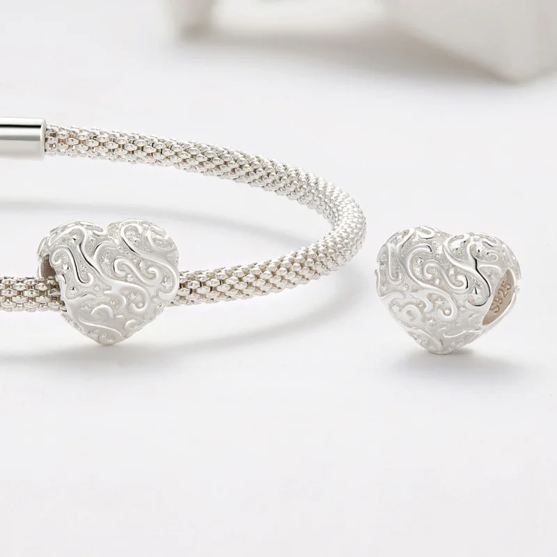 (Bild für) Pandora Style Charm mit herzförmigem Muster - SCC2618 - Ansicht 4