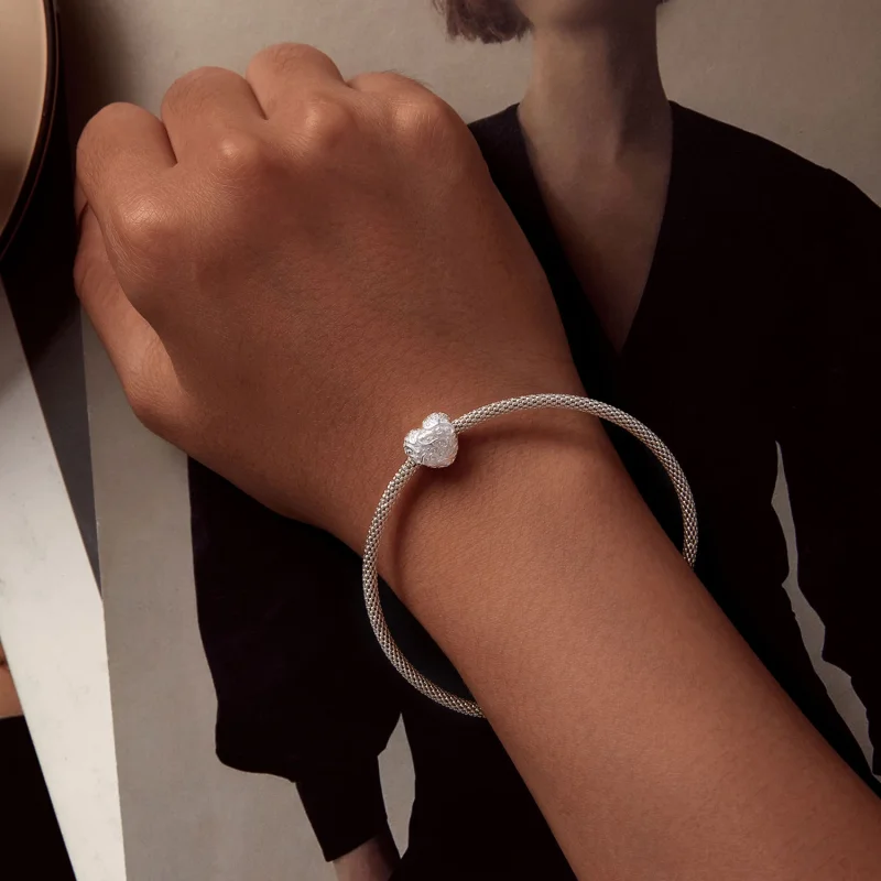 (Bild für) Pandora Style Charm mit herzförmigem Muster - SCC2618 - Ansicht 6