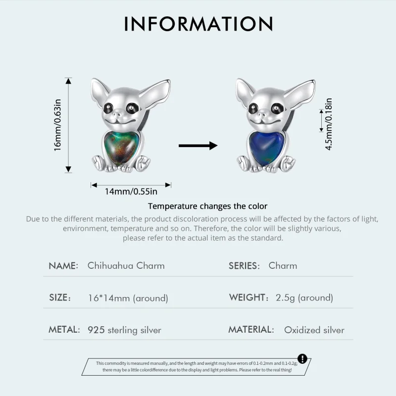 (Bild für) Pandora Style Chihuahua Charm - SCC2601 - Ansicht 4