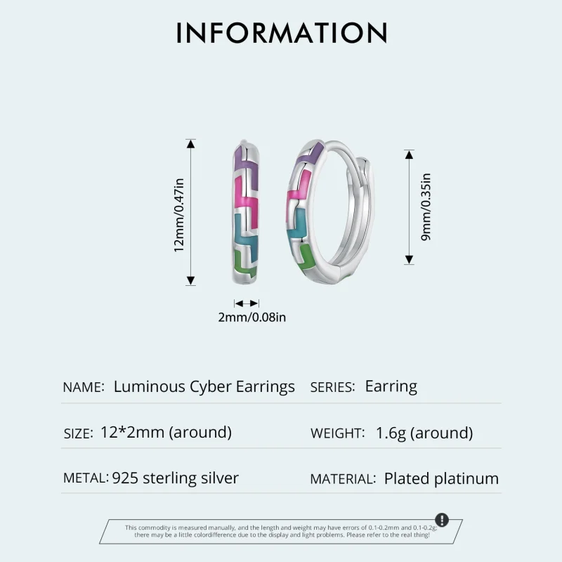 (Bild für) Pandora Style Cyber Luminous Reifenohrringe - SCE1645 - Ansicht 5