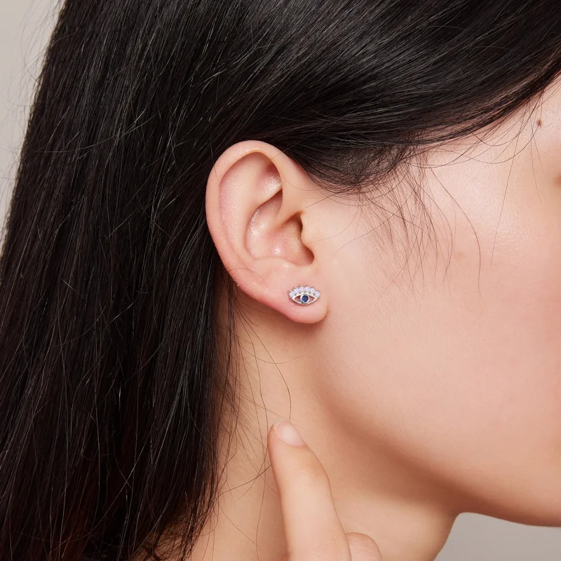 (Bild für) Pandora Style Devil Eyes Zwei-Seitig Stecker Ohrringe - SCE1581 - Ansicht 7