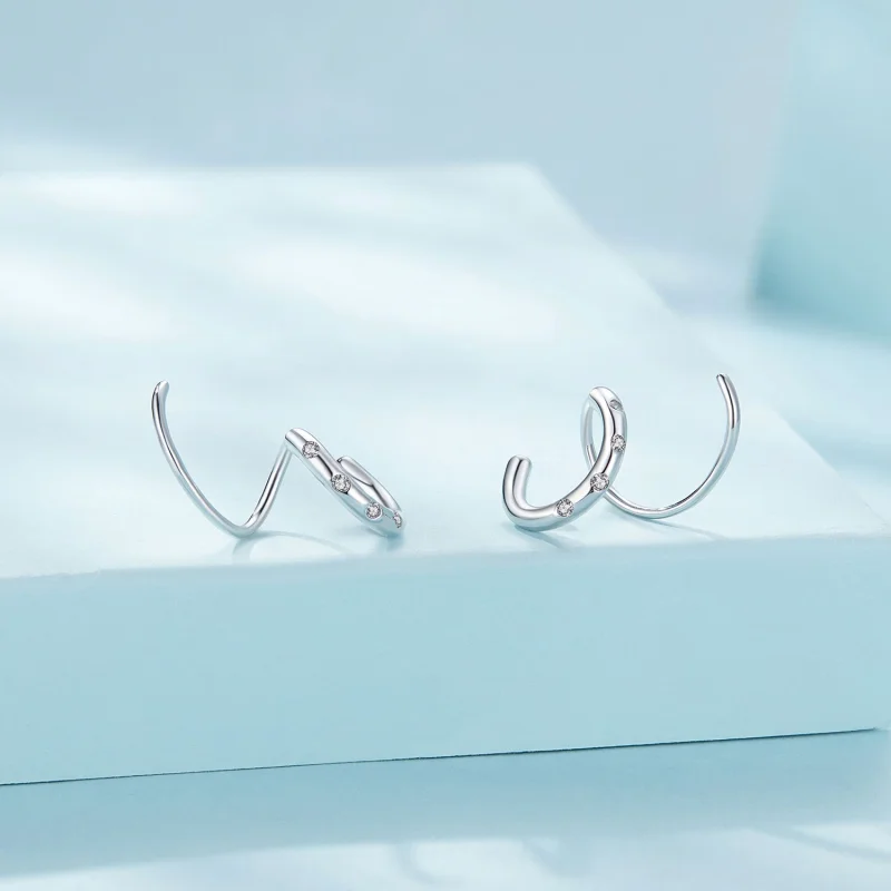 (Bild für) Pandora Style Doppelreif Ohrstecker Ohrringe - SCE1652 - Ansicht 2