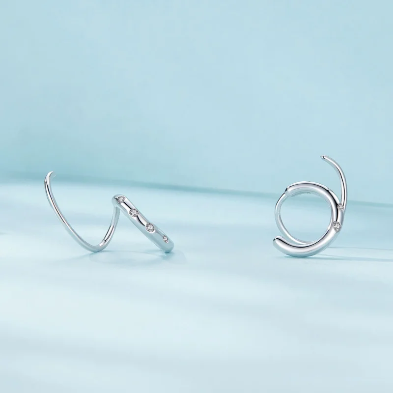 (Bild für) Pandora Style Doppelreif Ohrstecker Ohrringe - SCE1652 - Ansicht 4