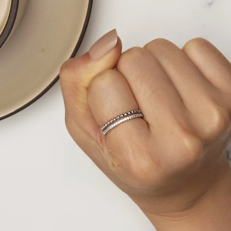 (Bild für) Pandora Style Doppelschicht Ring - BSR463 - Ansicht 6