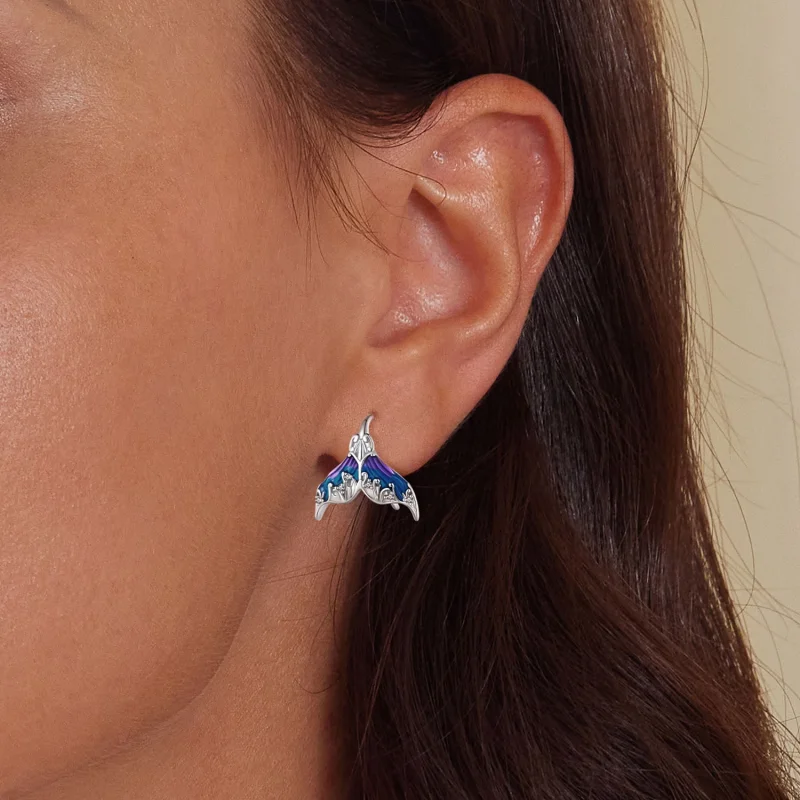 (Bild für) Pandora Style Dreamman Meerjungfrau-Schwanz Stecker Ohrringe - BSE921 - Ansicht 5