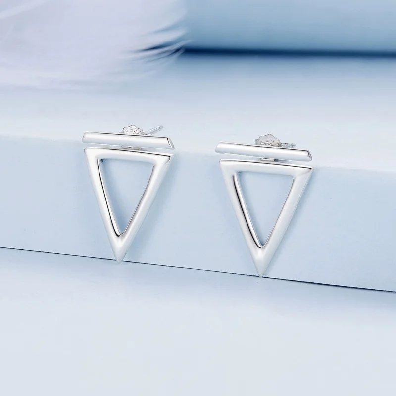 (Bild für) Pandora Style Dreiecks-Stecker Ohrringe - BSE900 - Ansicht 2